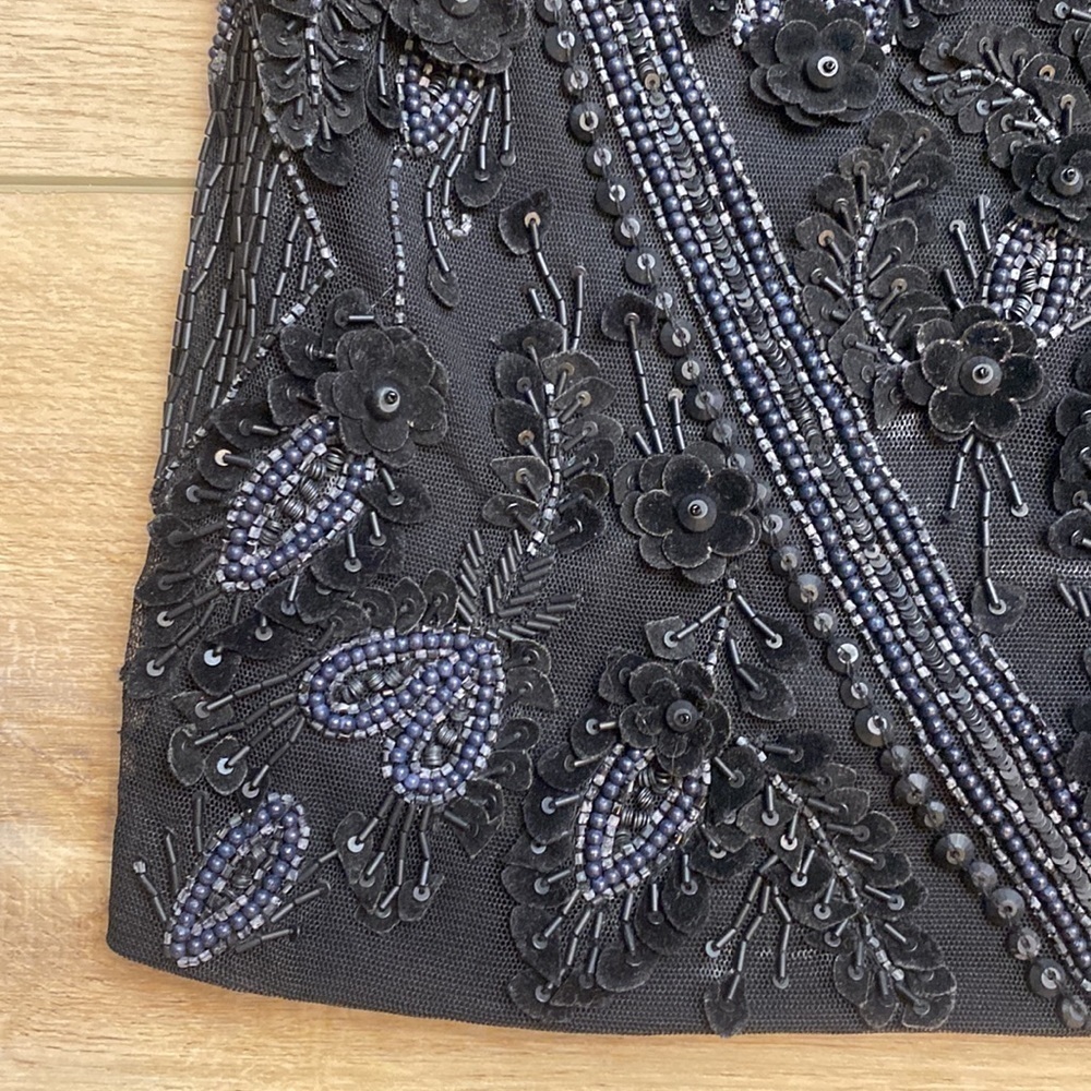Sally LaPointe Black Beaded Embellished Formal Tank Crop Top Whimsigoth Couture - Picture 5 of 16